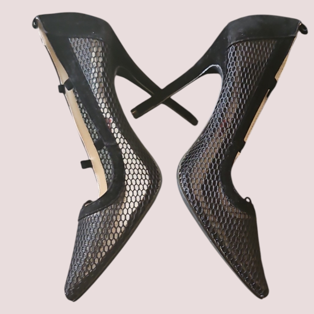 Black Mesh Heels by Hot Kiss – Size 8